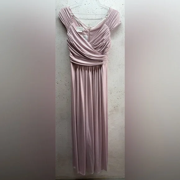 After Six 6697 Bridesmaid Dress Evening Gown Light Rose Pink Stretch Jersey 12 - Picture 2 of 11
